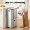 cefito 63l rubbish bin 3 compartment stainless steel split door trash can silver cefito 63l rubbish bin 3 compartment stainless steel split door trash can silver