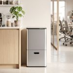cefito 63l rubbish bin 3 compartment stainless steel split door trash can silver cefito 63l rubbish bin 3 compartment stainless steel split door trash can silver