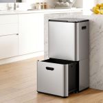 cefito 63l rubbish bin 3 compartment stainless steel split door trash can silver cefito 63l rubbish bin 3 compartment stainless steel split door trash can silver