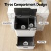 cefito 63l rubbish bin 3 compartment carbon steel split door trash can white cefito 63l rubbish bin 3 compartment carbon steel split door trash can white