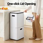 cefito 63l rubbish bin 3 compartment carbon steel split door trash can white cefito 63l rubbish bin 3 compartment carbon steel split door trash can white