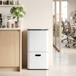 cefito 63l rubbish bin 3 compartment carbon steel split door trash can white cefito 63l rubbish bin 3 compartment carbon steel split door trash can white