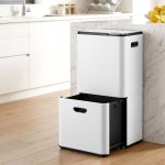 cefito 63l rubbish bin 3 compartment carbon steel split door trash can white cefito 63l rubbish bin 3 compartment carbon steel split door trash can white