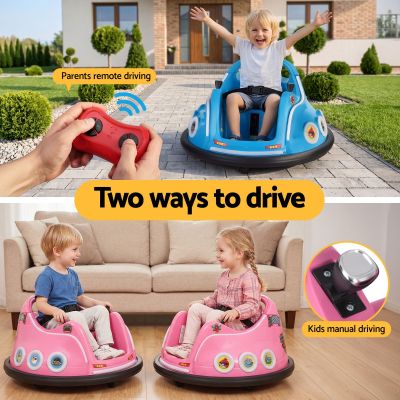 kids ride on car bumper electric toys cars with remote control stickers light blue pink
