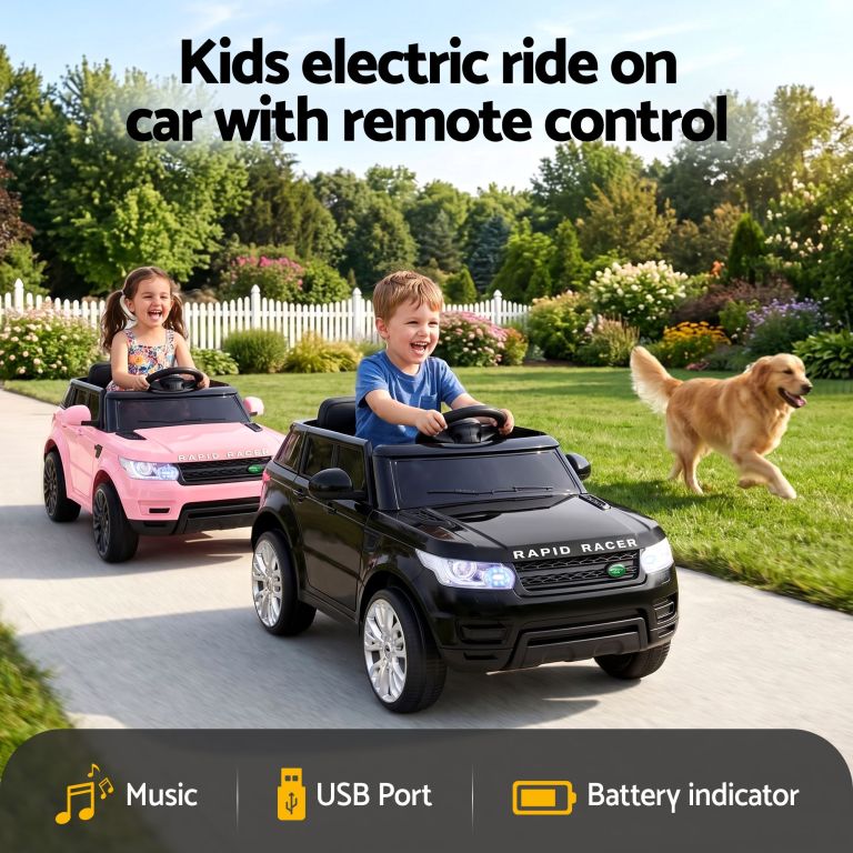 rigo kids electric ride on car black pink ride on toy with remote control