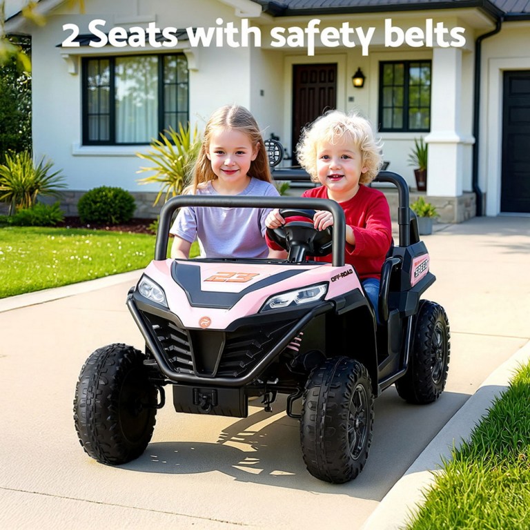 rigo kids ride on car electric toys cars headlight music remote control pink