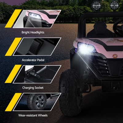 rigo kids ride on car electric toys cars headlight music remote control pink