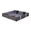keezi kids sandpit sandbox with cover 4 seats outdoor sand box brown