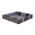 keezi kids sandpit sandbox with cover 4 seats outdoor sand box brown