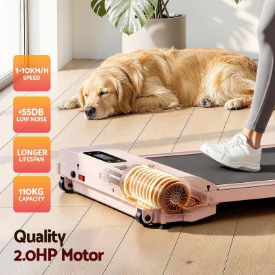everfit 3 in 1 walking pad treadmill 12% incline under desk treadmills for home gym with 38cm wide belt pink