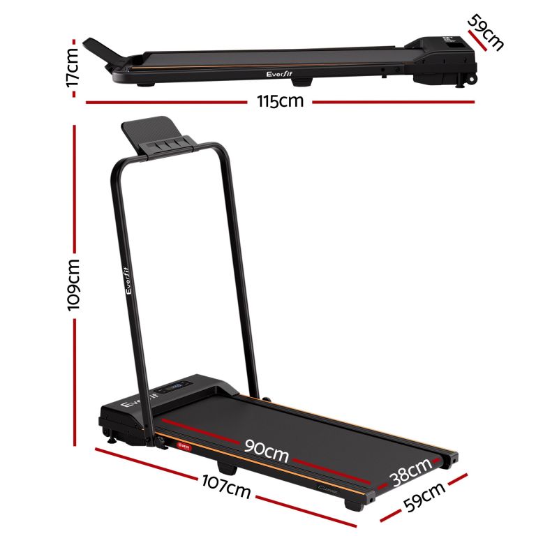 everfit 3 in 1 walking pad treadmill 12% incline foldable under desk treadmills for home gym with 38cm wide belt black