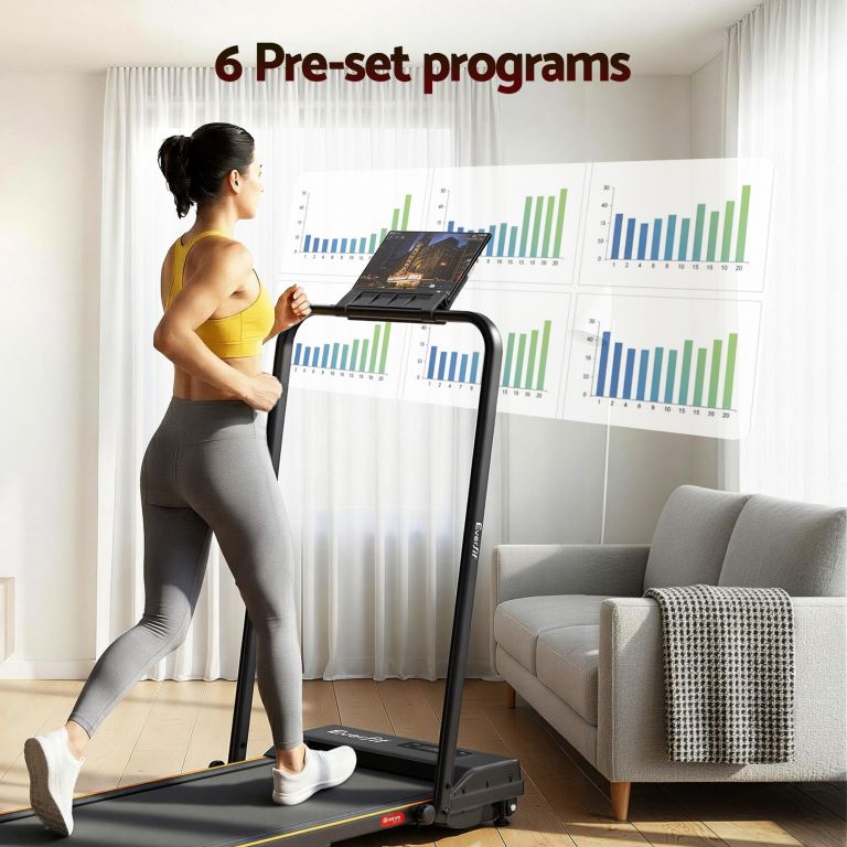 everfit 3 in 1 walking pad treadmill 12% incline foldable under desk treadmills for home gym with 38cm wide belt black