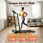 everfit 3 in 1 walking pad treadmill 12% incline foldable under desk treadmills for home gym with 38cm wide belt black