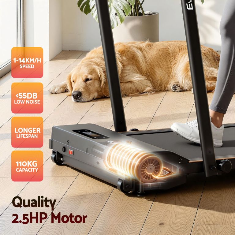 everfit 3 in 1 walking pad treadmill 12% incline foldable under desk treadmills for home gym with 38cm wide belt black