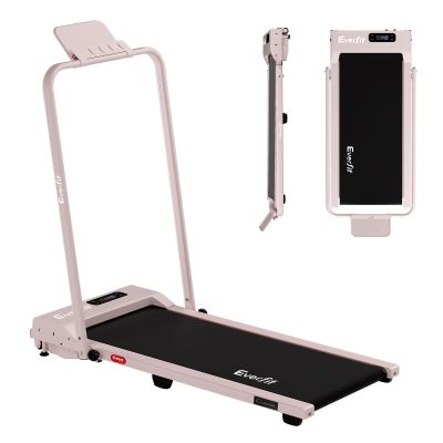 everfit 3 in 1 walking pad treadmill 12% incline foldable under desk treadmills for home gym with 38cm wide belt pink