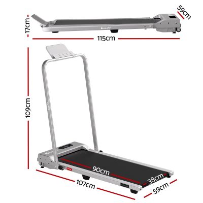 everfit 3 in 1 walking pad treadmill 12% incline foldable under desk treadmills for home gym with 38cm wide belt silver