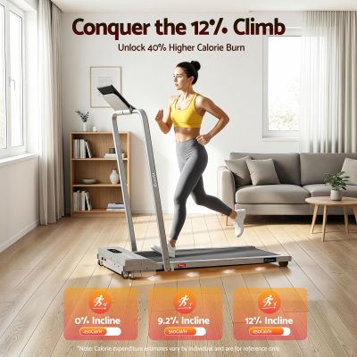 everfit 3 in 1 walking pad treadmill 12% incline foldable under desk treadmills for home gym with 38cm wide belt silver