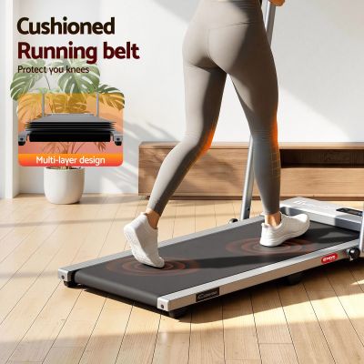 everfit 3 in 1 walking pad treadmill 12% incline foldable under desk treadmills for home gym with 38cm wide belt silver