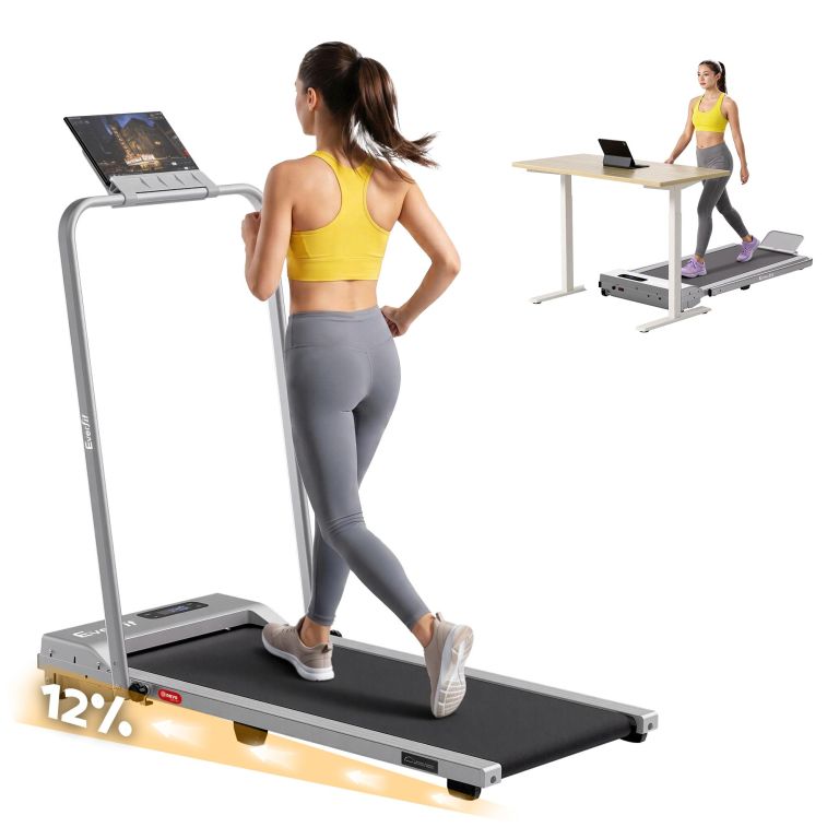 everfit 3 in 1 walking pad treadmill 12% incline foldable under desk treadmills for home gym with 38cm wide belt silver everfit 3 in 1 walking pad treadmill 12% incline foldable under desk treadmills for home gym with 38cm wide belt silver