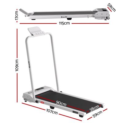 everfit 3 in 1 walking pad treadmill 12% incline foldable under desk treadmills for home gym with 38cm wide belt white