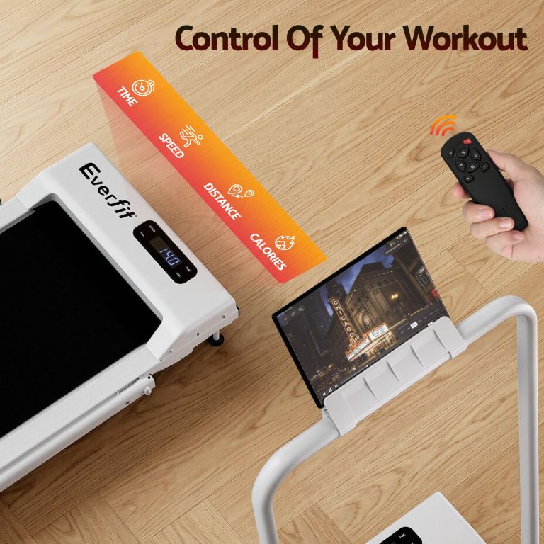everfit 3 in 1 walking pad treadmill 12% incline foldable under desk treadmills for home gym with 38cm wide belt white