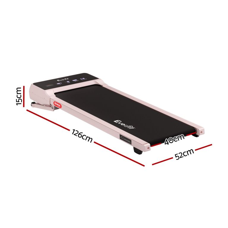 everfit 3 in 1 walking pad treadmill 20% auto incline under desk treadmills for home gym with 40cm wide belt pink