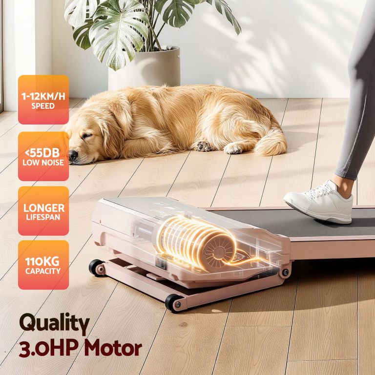 everfit 3 in 1 walking pad treadmill 20% auto incline under desk treadmills for home gym with 40cm wide belt pink