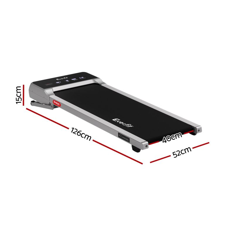 everfit 3 in 1 walking pad treadmill 20% auto incline under desk treadmills for home gym with 40cm wide belt sliver