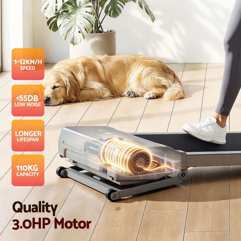 everfit 3 in 1 walking pad treadmill 20% auto incline under desk treadmills for home gym with 40cm wide belt sliver
