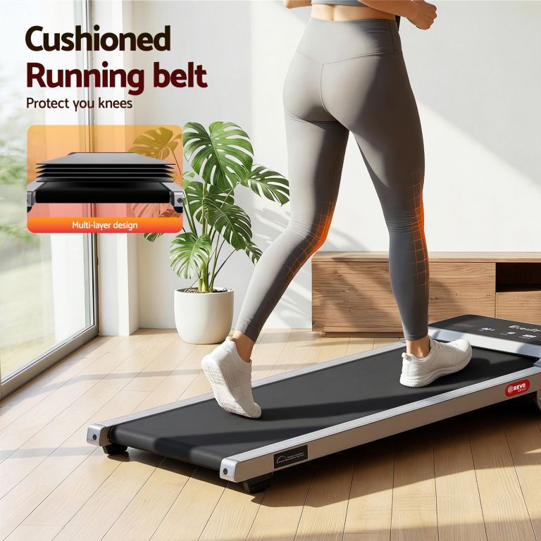 everfit 3 in 1 walking pad treadmill 20% auto incline under desk treadmills for home gym with 40cm wide belt sliver