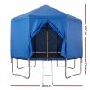 everfit 12ft kids trampoline with blue tent cover ladder rebounder outdoor toys