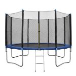everfit 12ft kids trampoline with blue tent cover ladder rebounder outdoor toys