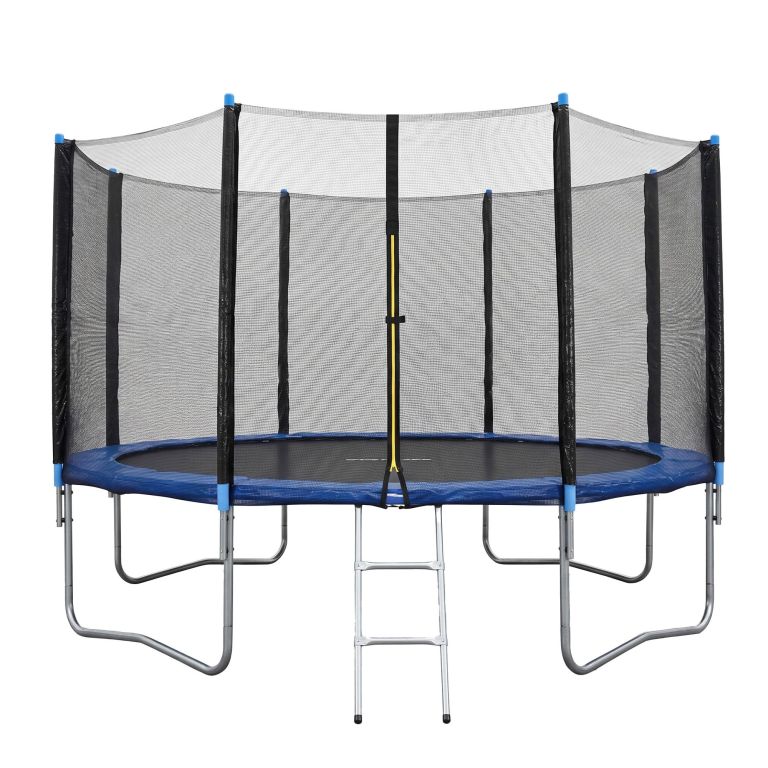 everfit 12ft kids trampoline with blue tent cover ladder rebounder outdoor toys