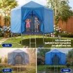 everfit 12ft kids trampoline with blue tent cover ladder rebounder outdoor toys