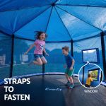 everfit 12ft kids trampoline with blue tent cover ladder rebounder outdoor toys