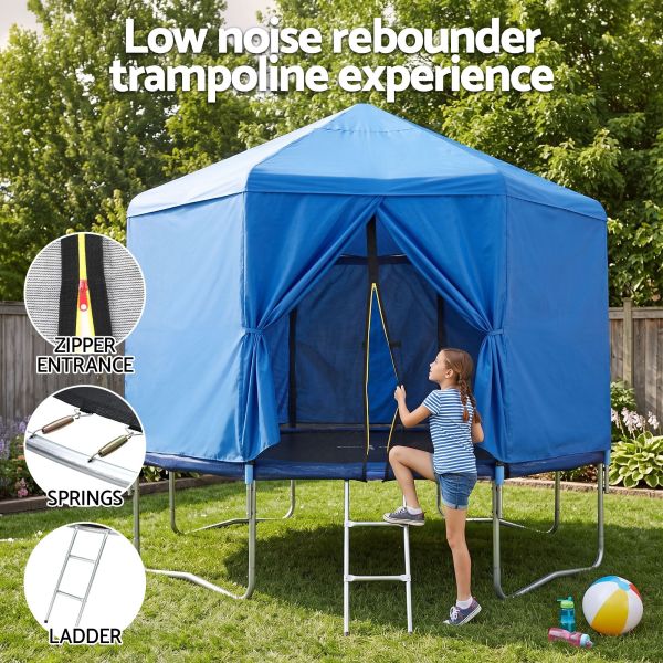 everfit 12ft kids trampoline with blue tent cover ladder rebounder outdoor toys everfit 12ft kids trampoline with blue tent cover ladder rebounder outdoor toys