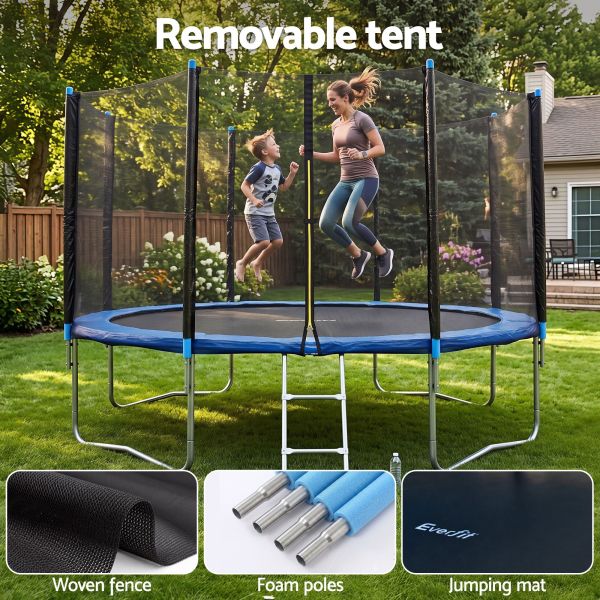 everfit 12ft kids trampoline with blue tent cover ladder rebounder outdoor toys everfit 12ft kids trampoline with blue tent cover ladder rebounder outdoor toys