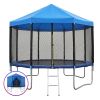 everfit 12ft kids trampoline with blue tent cover ladder rebounder outdoor toys