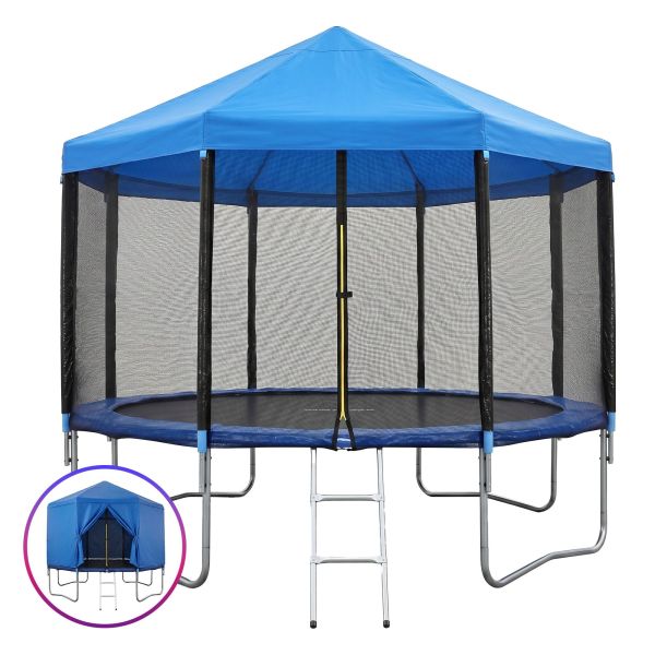 everfit 12ft kids trampoline with blue tent cover ladder rebounder outdoor toys everfit 12ft kids trampoline with blue tent cover ladder rebounder outdoor toys