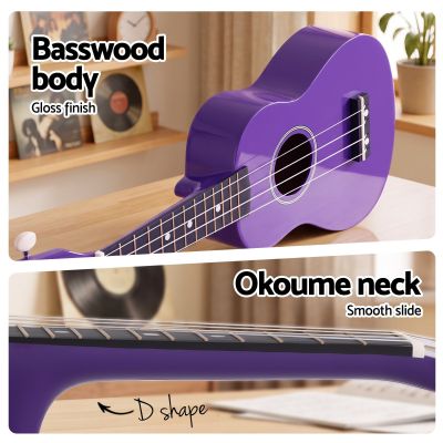 alpha 21 inch ukulele soprano beginner acoustic small guitar kids strings purple alpha 21 inch ukulele soprano beginner acoustic small guitar kids strings purple