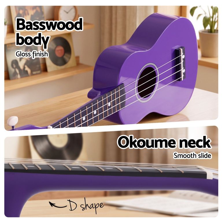 alpha 21 inch ukulele soprano beginner acoustic small guitar kids strings purple alpha 21 inch ukulele soprano beginner acoustic small guitar kids strings purple