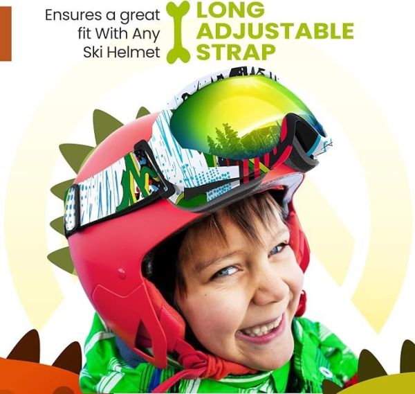 outdoormaster kids ski goggles helmet compatible snow goggles for boys & girls with 100% uv protection 01vlt 13％ om 6