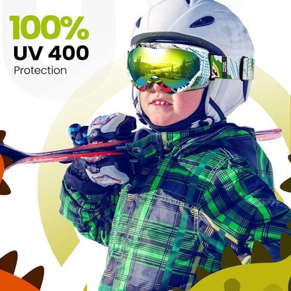 outdoormaster kids ski goggles helmet compatible snow goggles for boys & girls with 100% uv protection 01vlt 13％ om 6