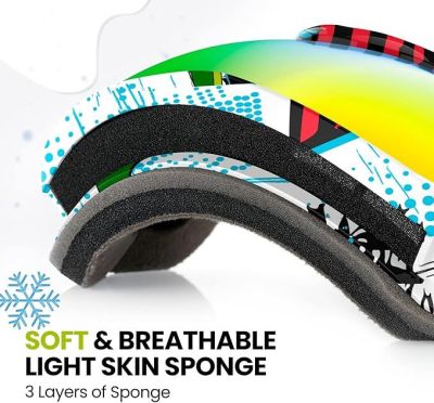 outdoormaster kids ski goggles helmet compatible snow goggles for boys & girls with 100% uv protection 01vlt 13％ om 6