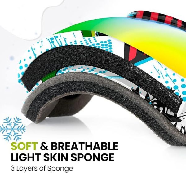 outdoormaster kids ski goggles helmet compatible snow goggles for boys & girls with 100% uv protection 01vlt 13％ om 6