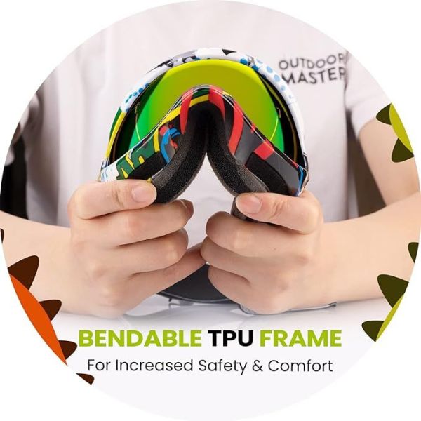 outdoormaster kids ski goggles helmet compatible snow goggles for boys & girls with 100% uv protection 01vlt 13％ om 6