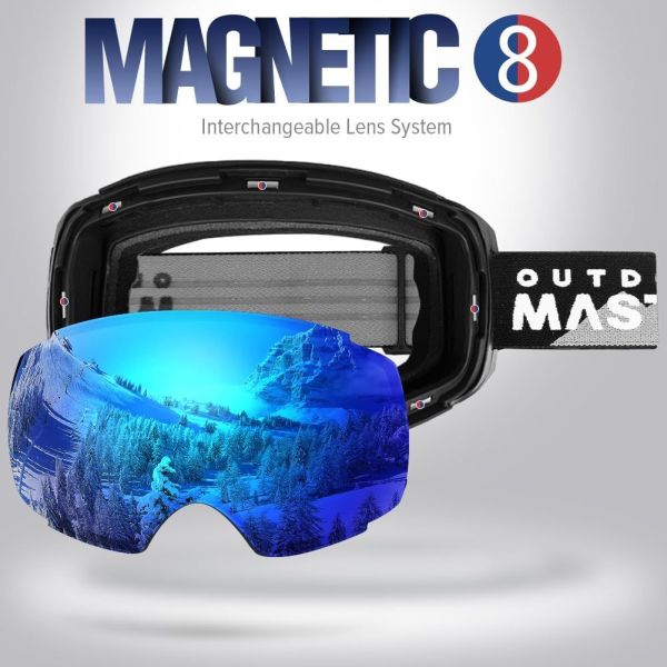 outdoormaster ski goggles pro frameless, interchangeable lens 100% uv400 protection snow goggles for men & women om 2