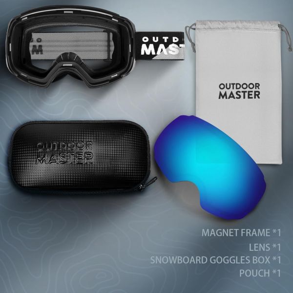 outdoormaster ski goggles pro frameless, interchangeable lens 100% uv400 protection snow goggles for men & women om 2