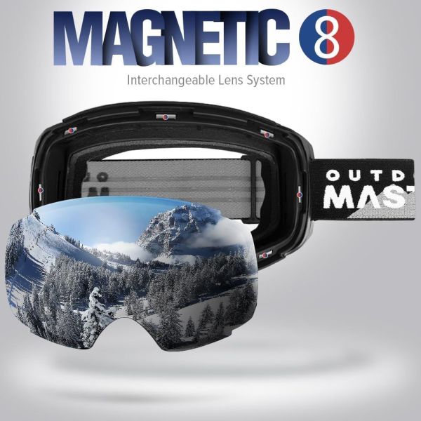 outdoormaster ski goggles pro frameless, interchangeable lens 100% uv400 protection snow goggles for men & women 01 vlt 10％ om 2