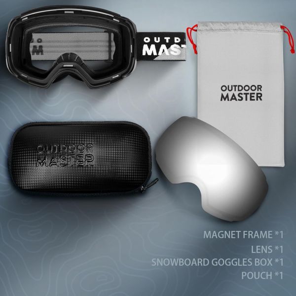 outdoormaster ski goggles pro frameless, interchangeable lens 100% uv400 protection snow goggles for men & women 01 vlt 10％ om 2